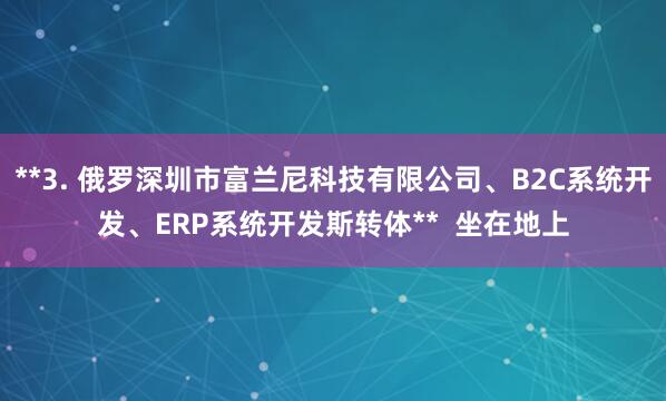 **3. 俄罗深圳市富兰尼科技有限公司、B2C系统开发、ERP系统开发斯转体**  坐在地上